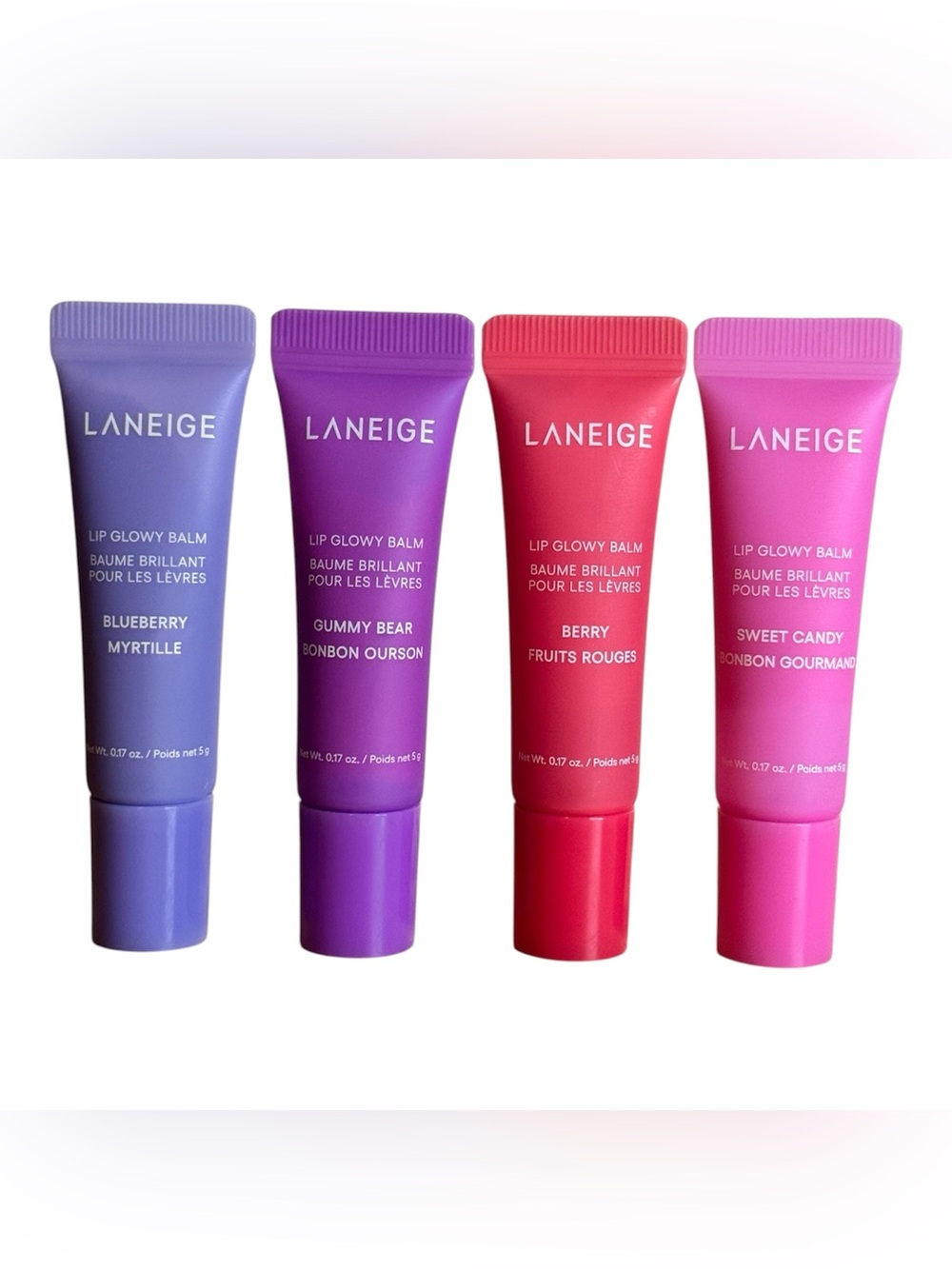 LANEIGE Mini Lip Glowy Balm Set - Berry, Gummy Bear, Sweet Candy, Blueberry New